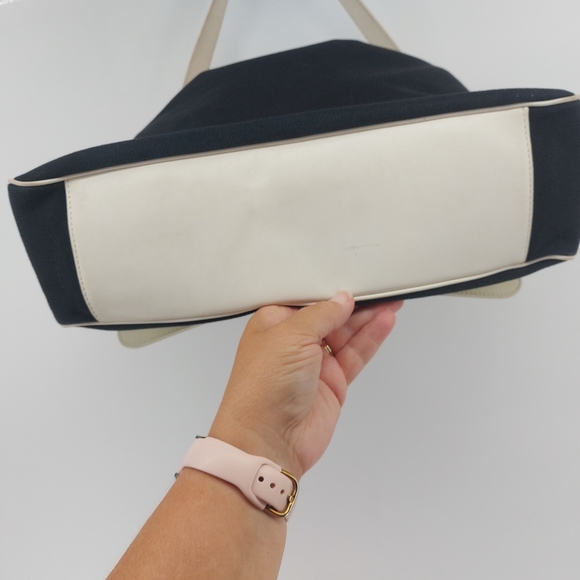 kate spade Black Canvas and White Leather Shoulder Bag - Picture 8 of 11